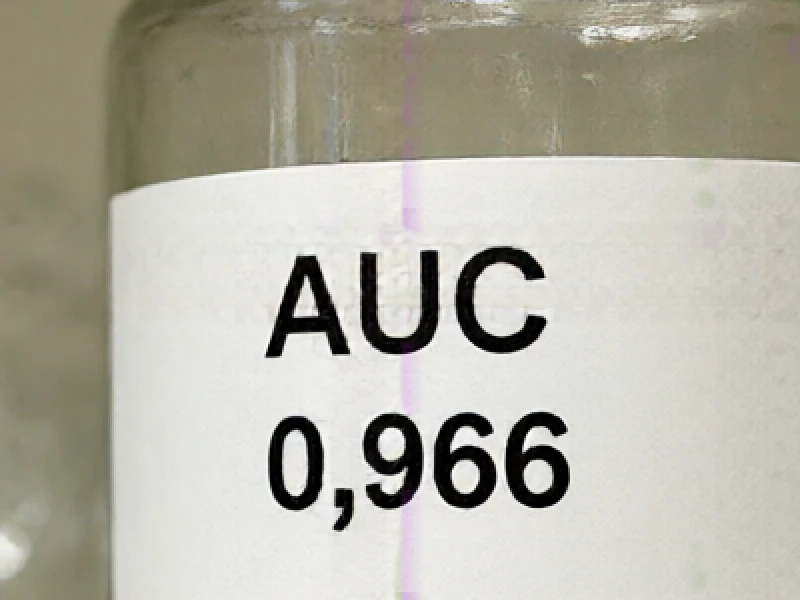 Label AUC 0,966 with a vertical purple streak across it